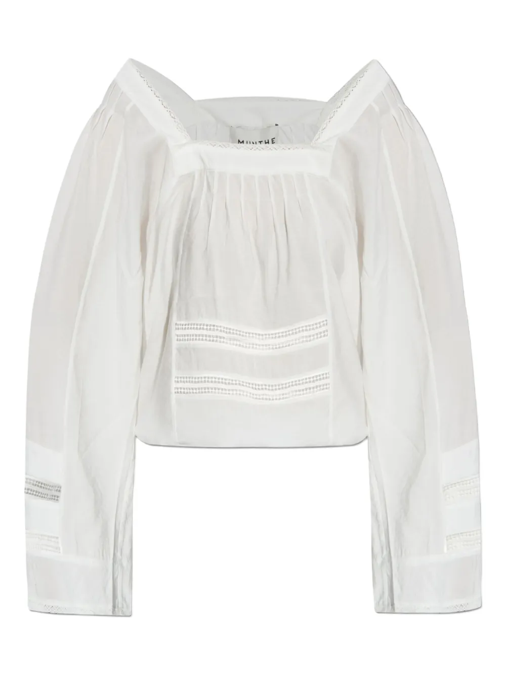 square-neck pleated blouse