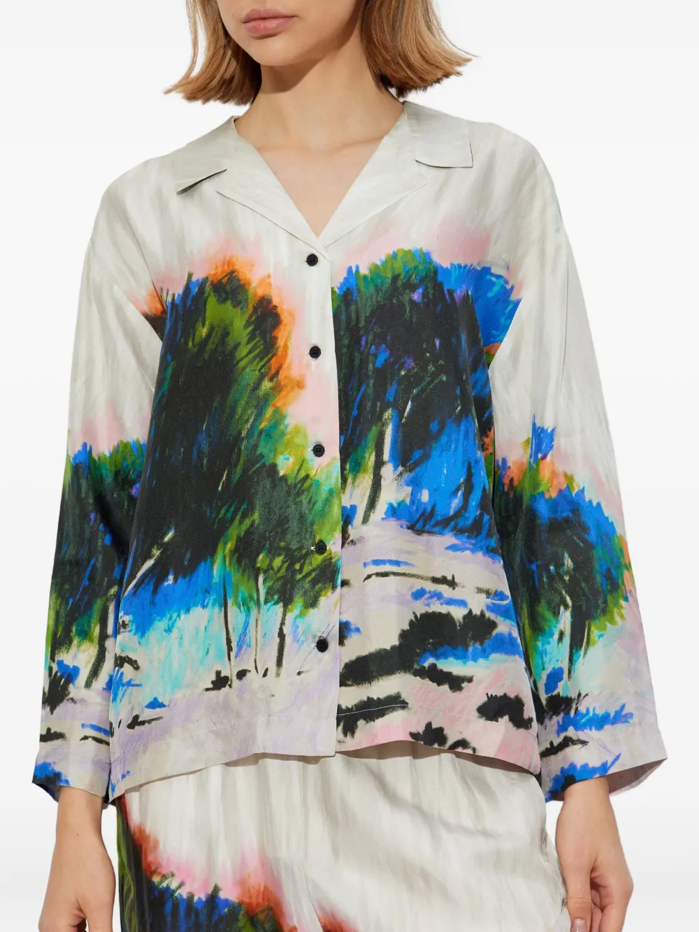 MUNTHE Geverfde zijden blouse Grijs