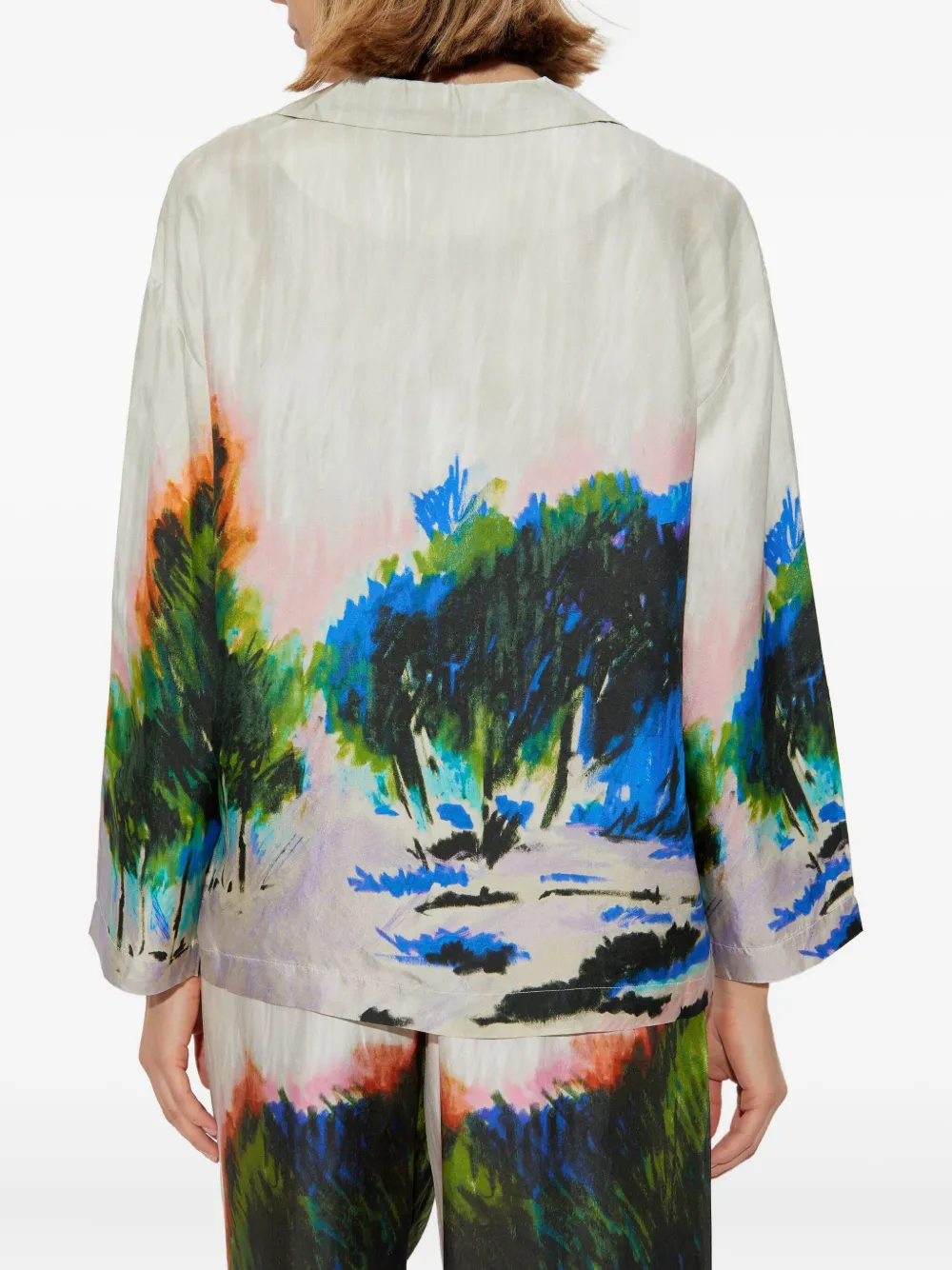 MUNTHE Geverfde zijden blouse Grijs