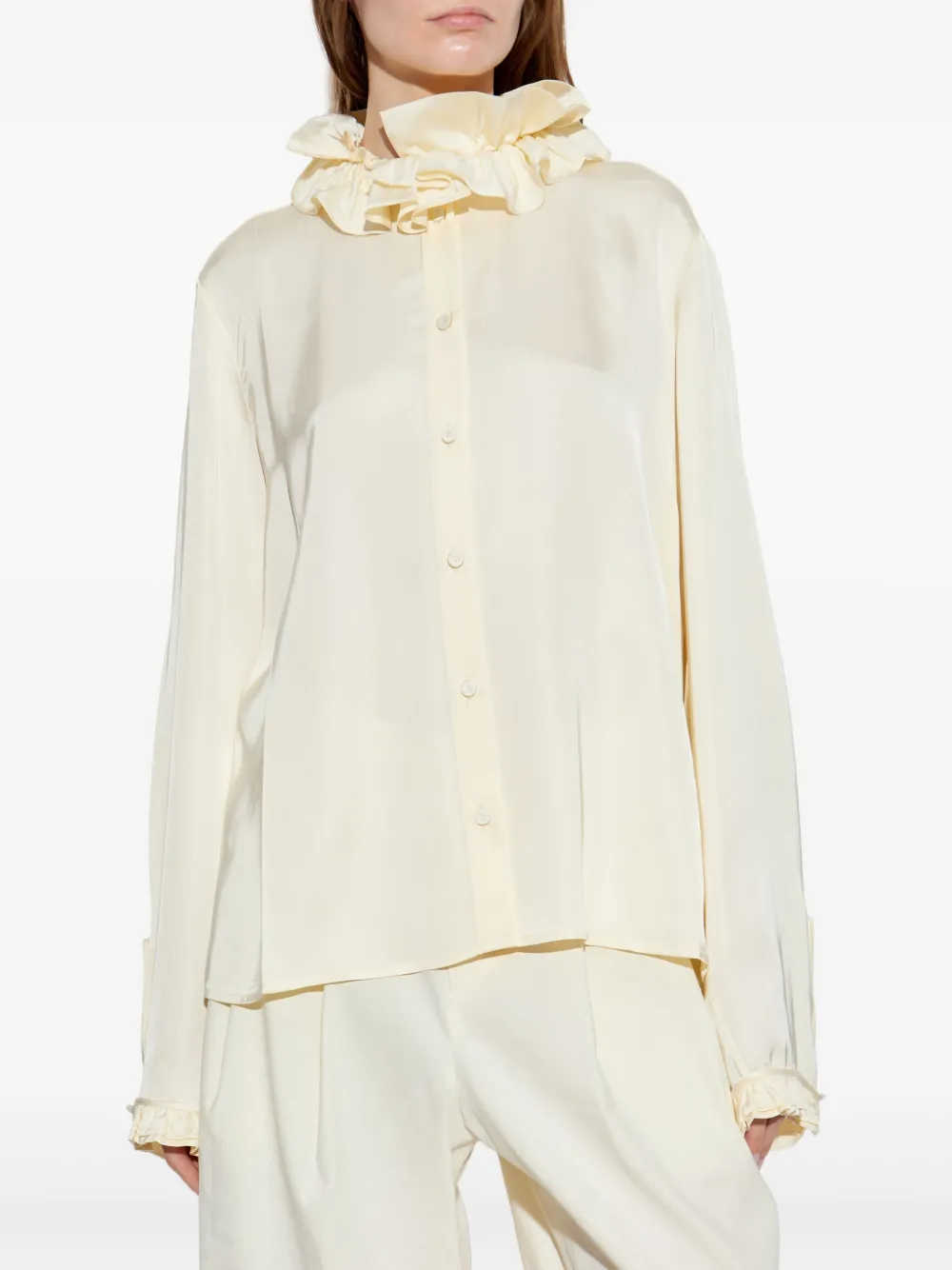Jil Sander Blouse met ruches Geel
