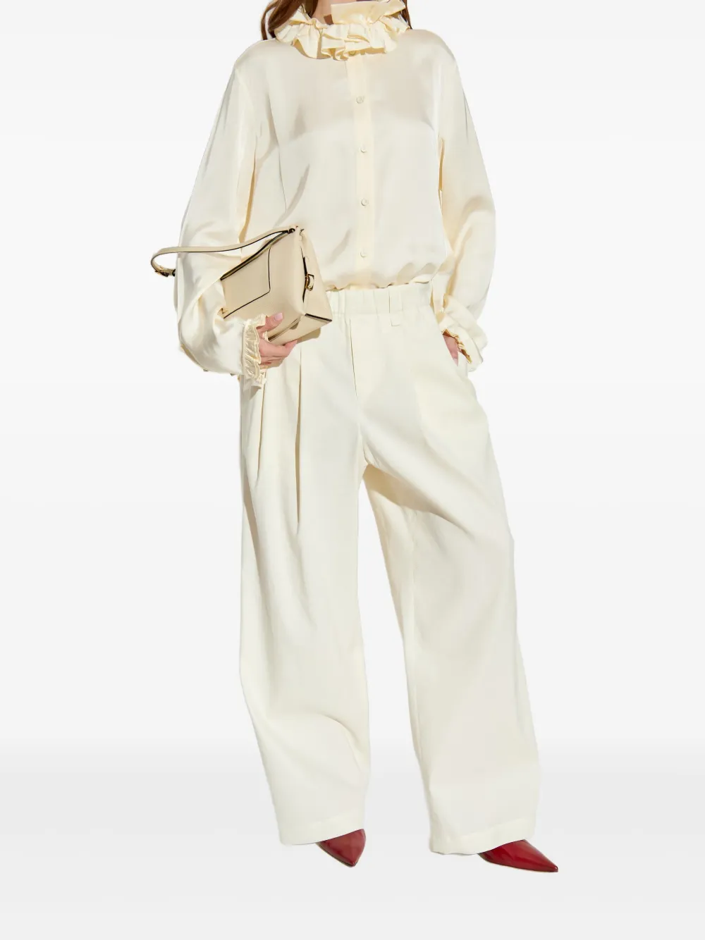Jil Sander ruffled high-neck blouse - Geel