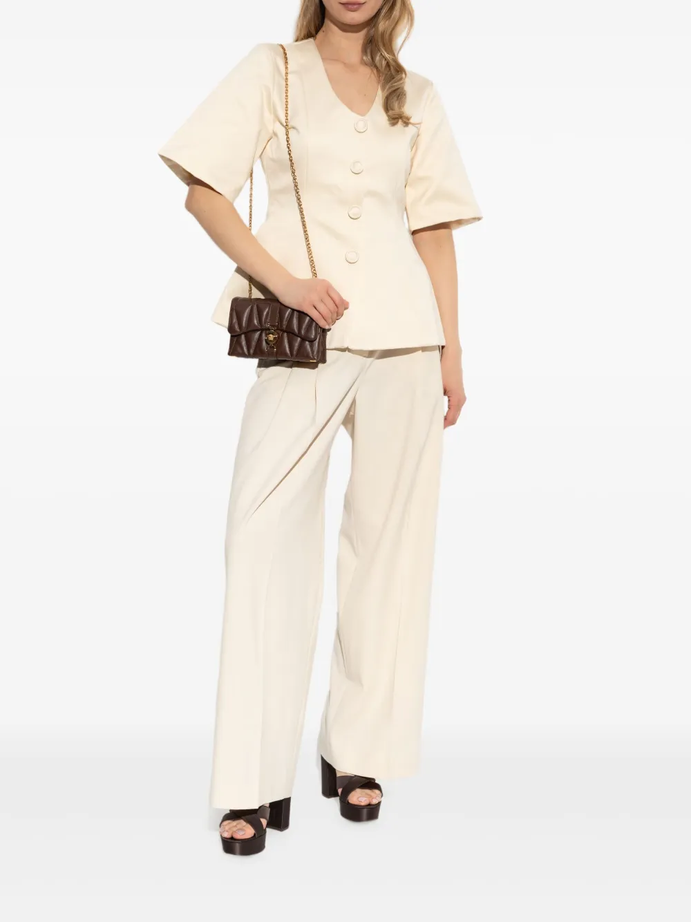 By Malene Birger Merlina peplum top met knopen - Beige