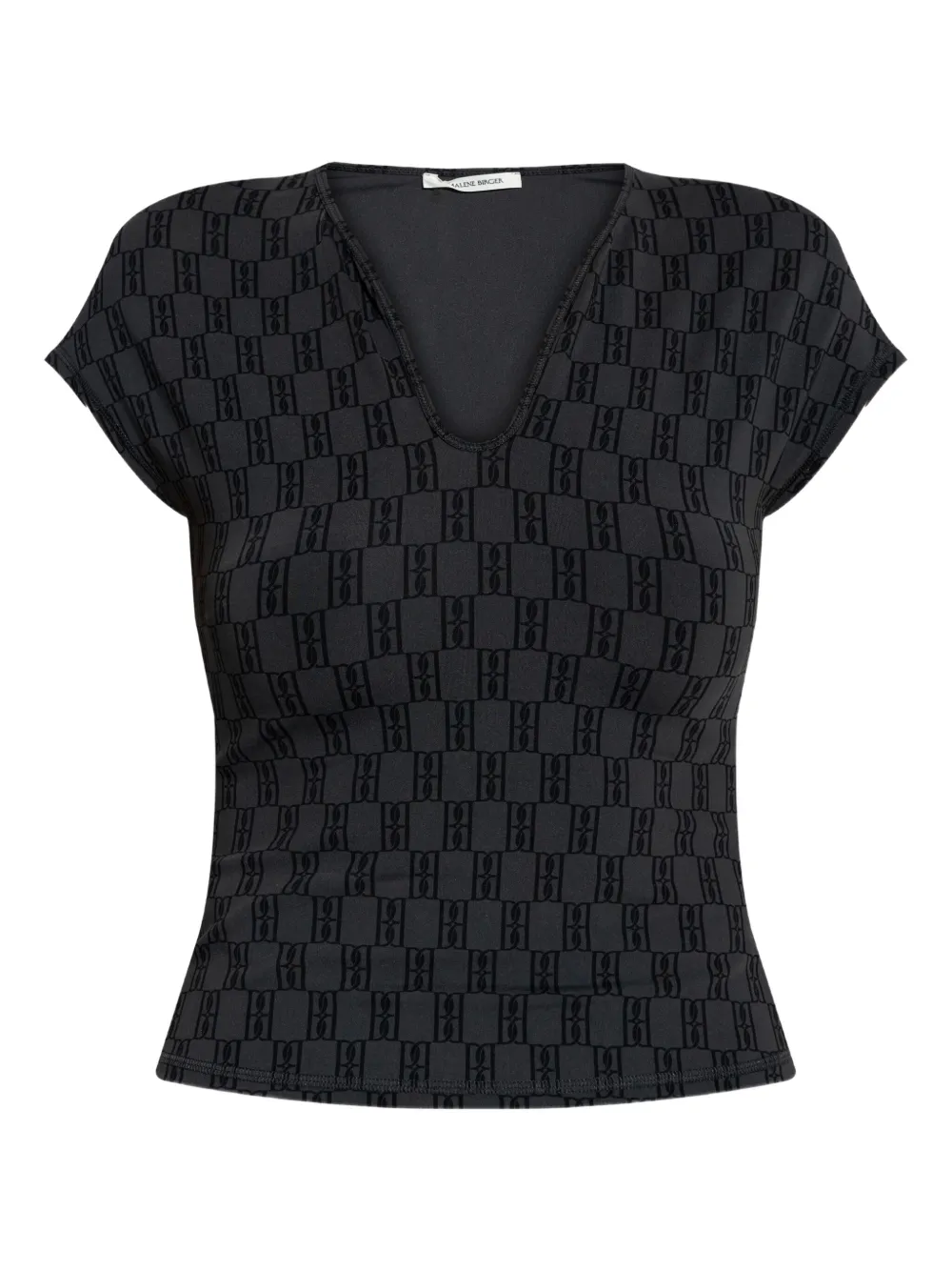 By Malene Birger Venazia monogram-pattern V-neck top | Black | Image 1