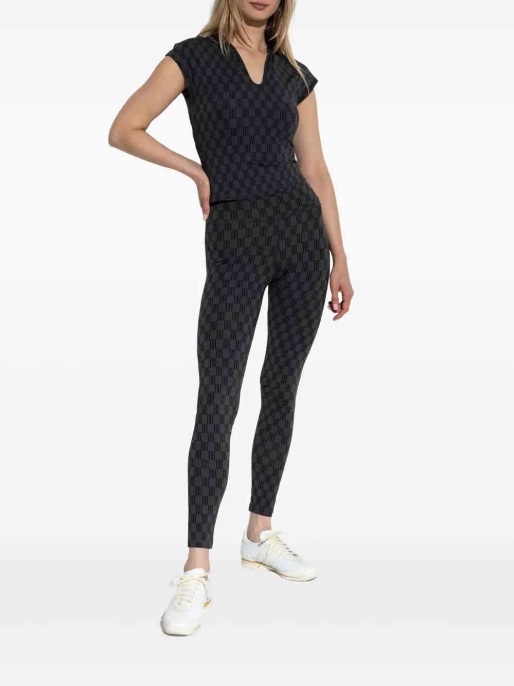 By Malene Birger Venazia monogram-pattern V-neck top | Performance T-Shirts | Image 2