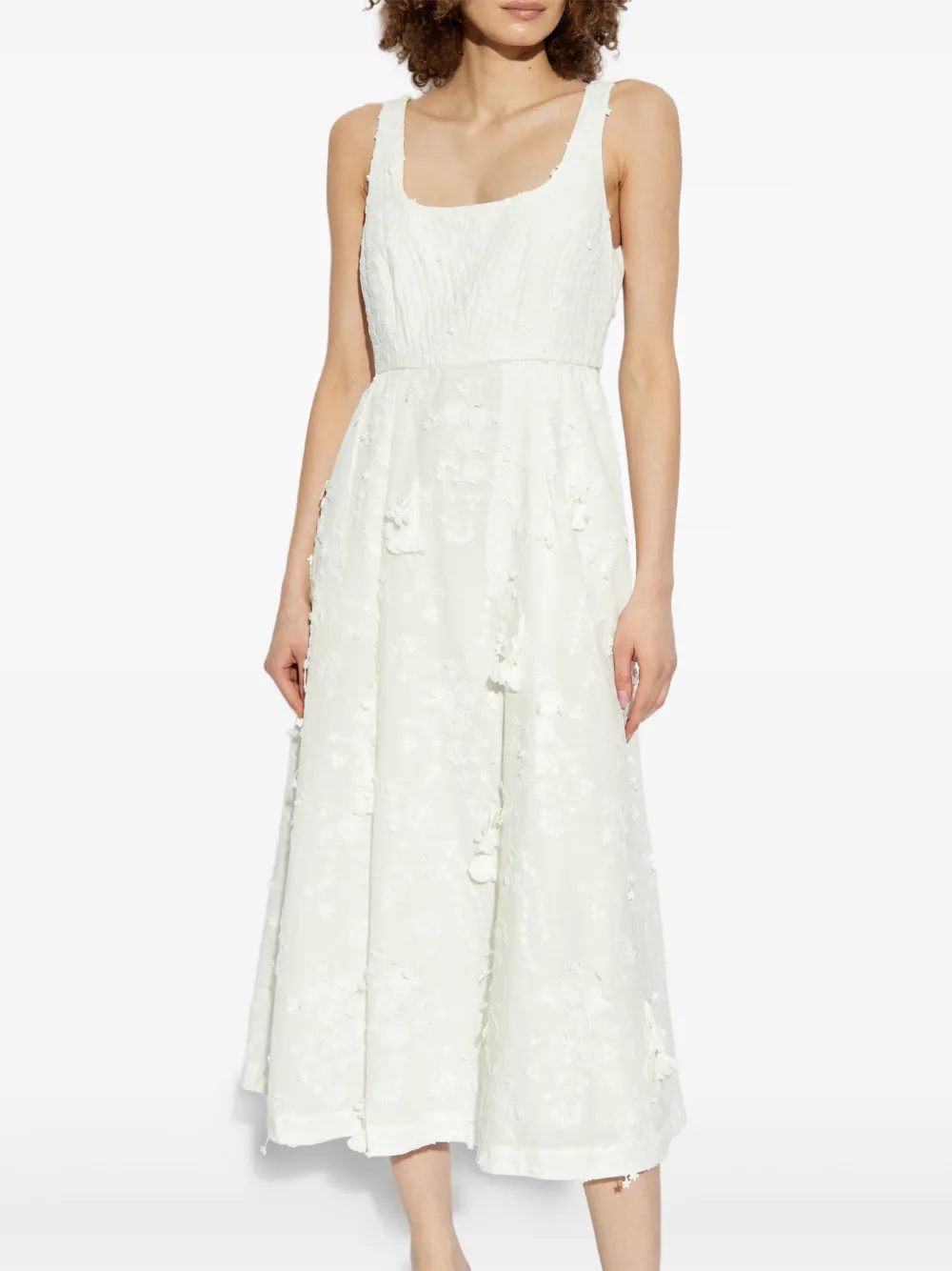 MUNTHE Fronia jurk met geborduurde bloemen Wit