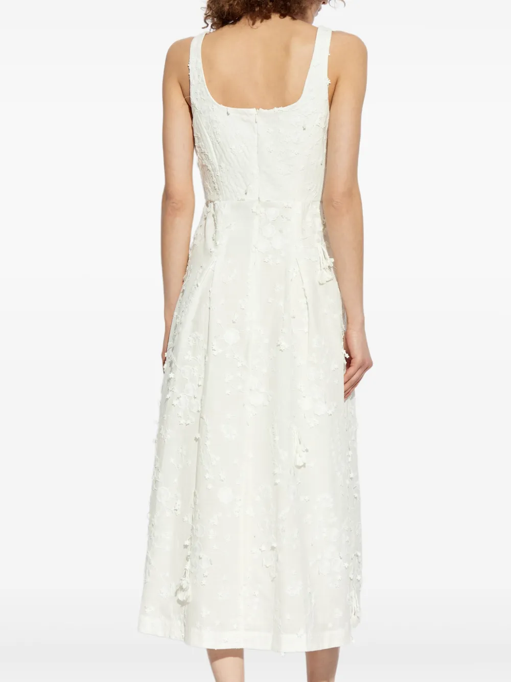 MUNTHE Fronia jurk met geborduurde bloemen Wit