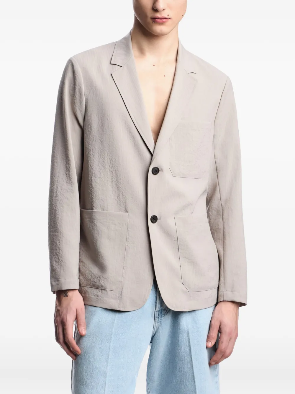 Emporio Armani Blazer met enkele rij knopen Beige