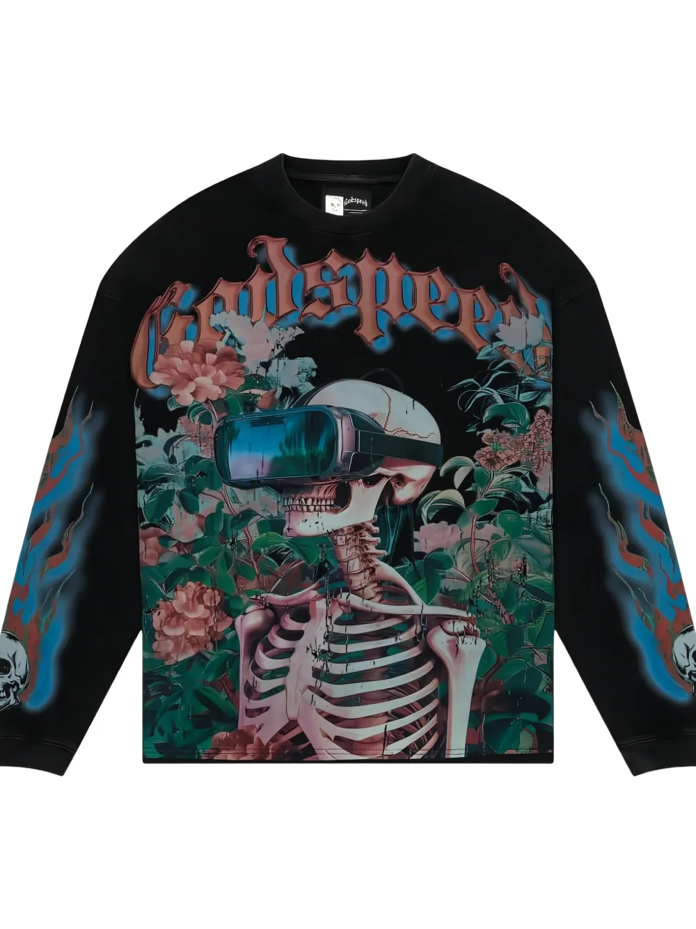 GODSPEED Vision Flowers graphic-print T-shirt - Zwart