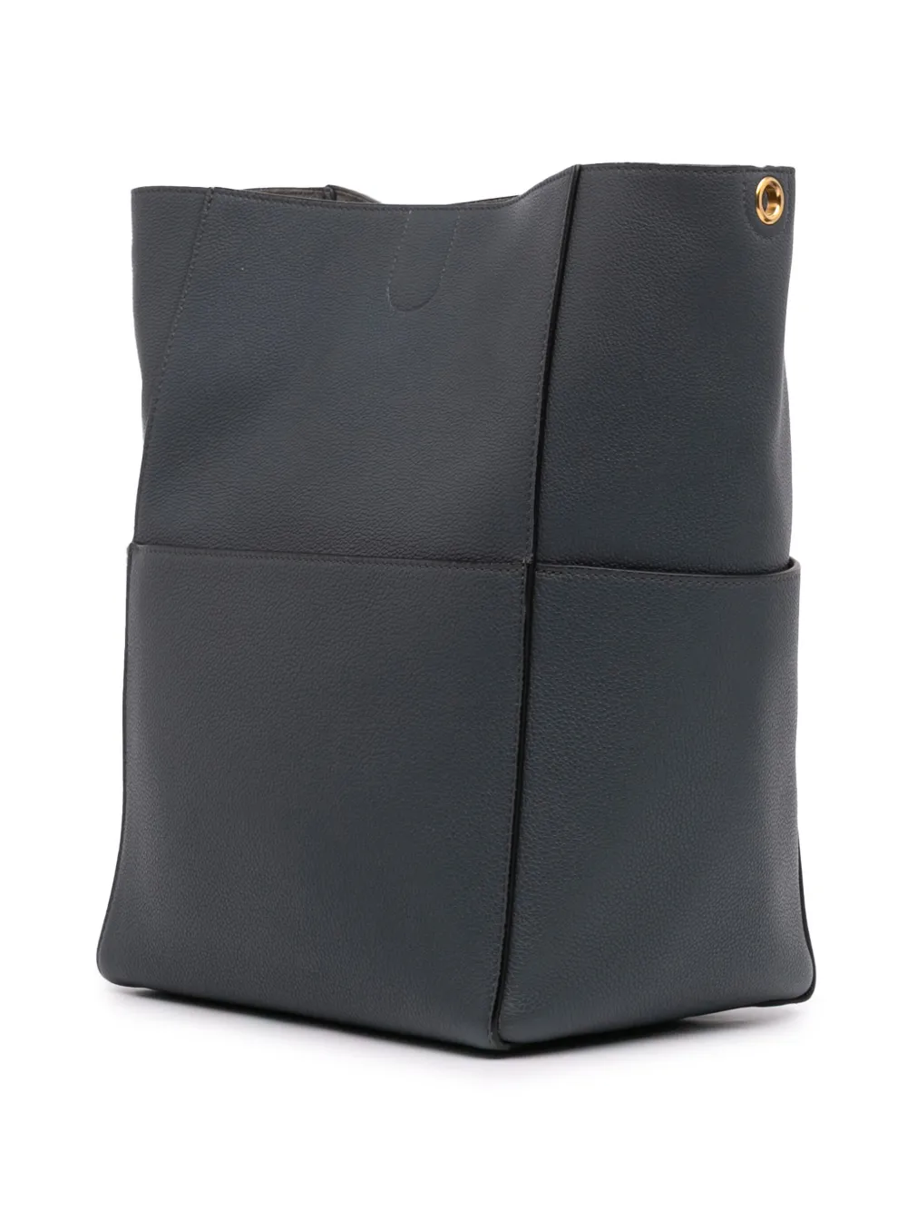 Pre-owned Celine 2018 Medium Leather Seau Sangle Bucket Bag In Gray