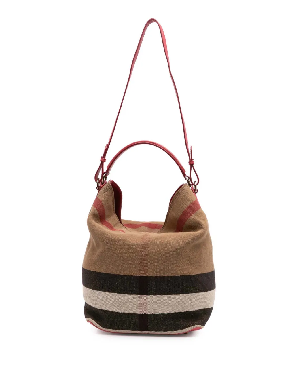 Burberry Pre-Owned 2000-2017 Medium Mega Check Canvas Ashby Bucket Bag satchel | Brown | Image 1