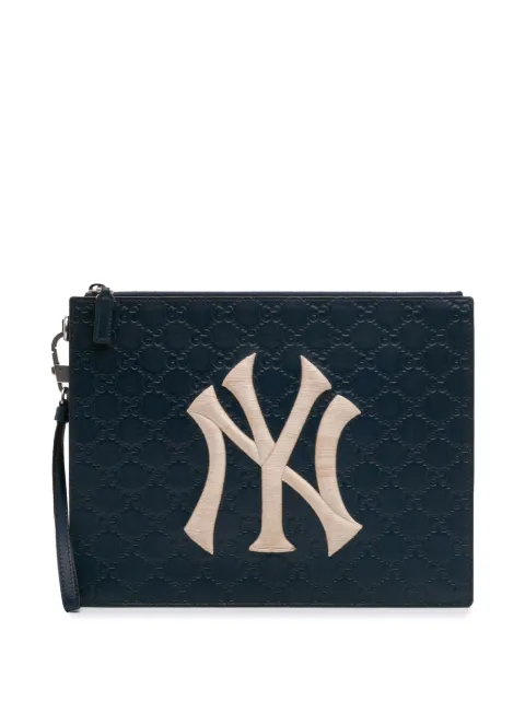 Gucci Pre-Owned 2000-2015 Guccissima NY Yankees Zip clutch bag