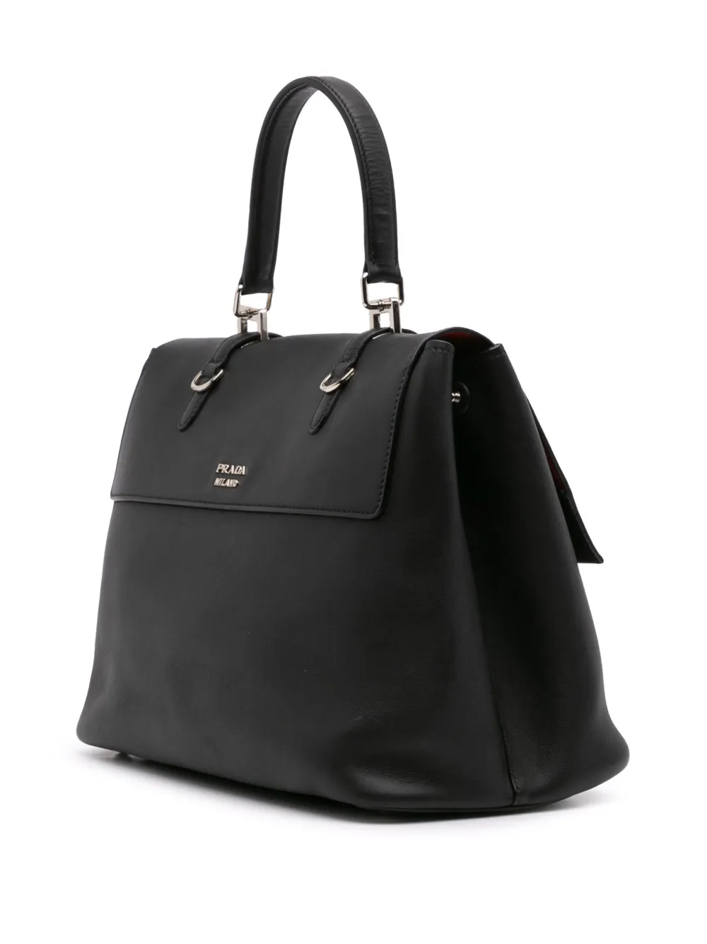 Pre-owned Prada 2000-2024 Large City Calf Double Flap Satchel