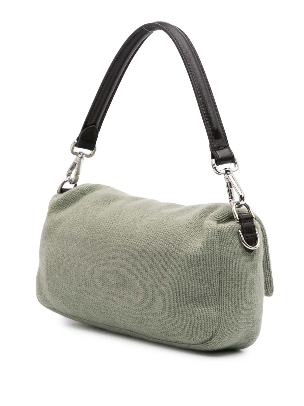 Pre-owned Fendi 2010-2024 Cashmere Baguette Satchel In Green