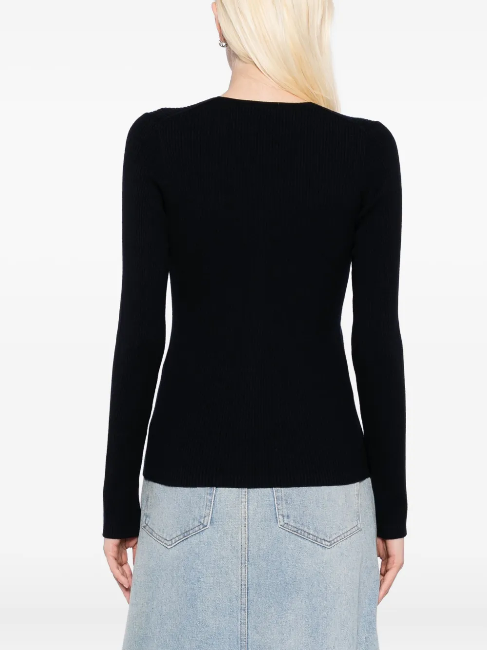 Maison Kitsuné Geribbeld vest met Baby Fox-patch Blauw