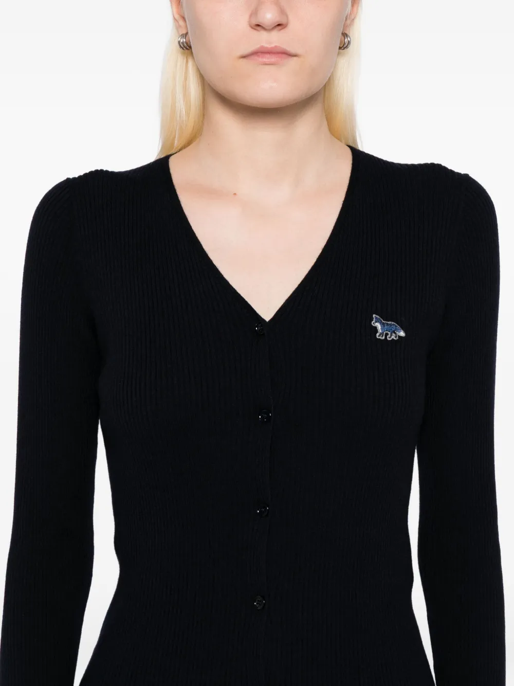 Maison Kitsuné Geribbeld vest met Baby Fox-patch Blauw