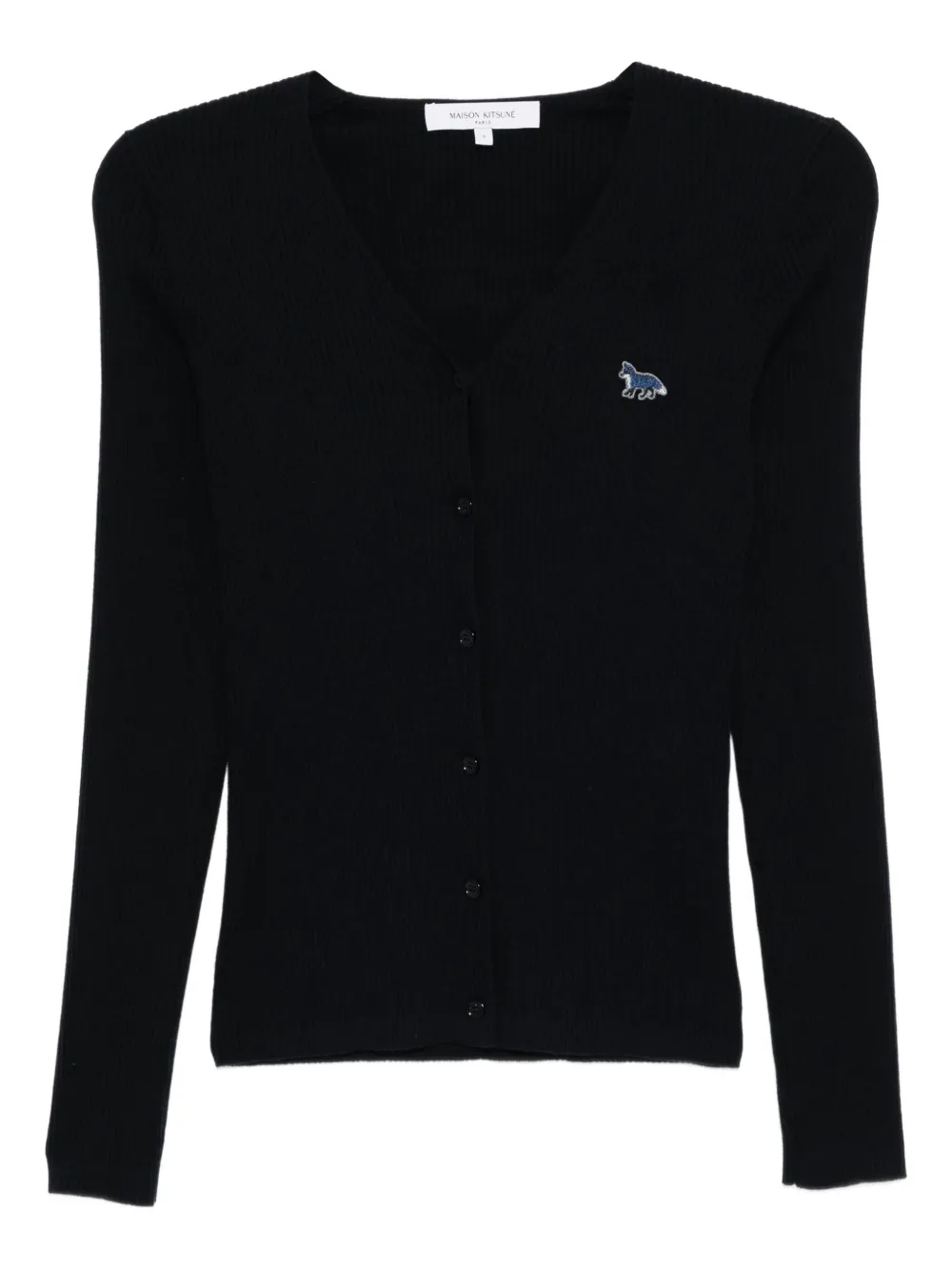 Maison Kitsuné baby fox-patch ribbed cardigan | Blue | Image 1
