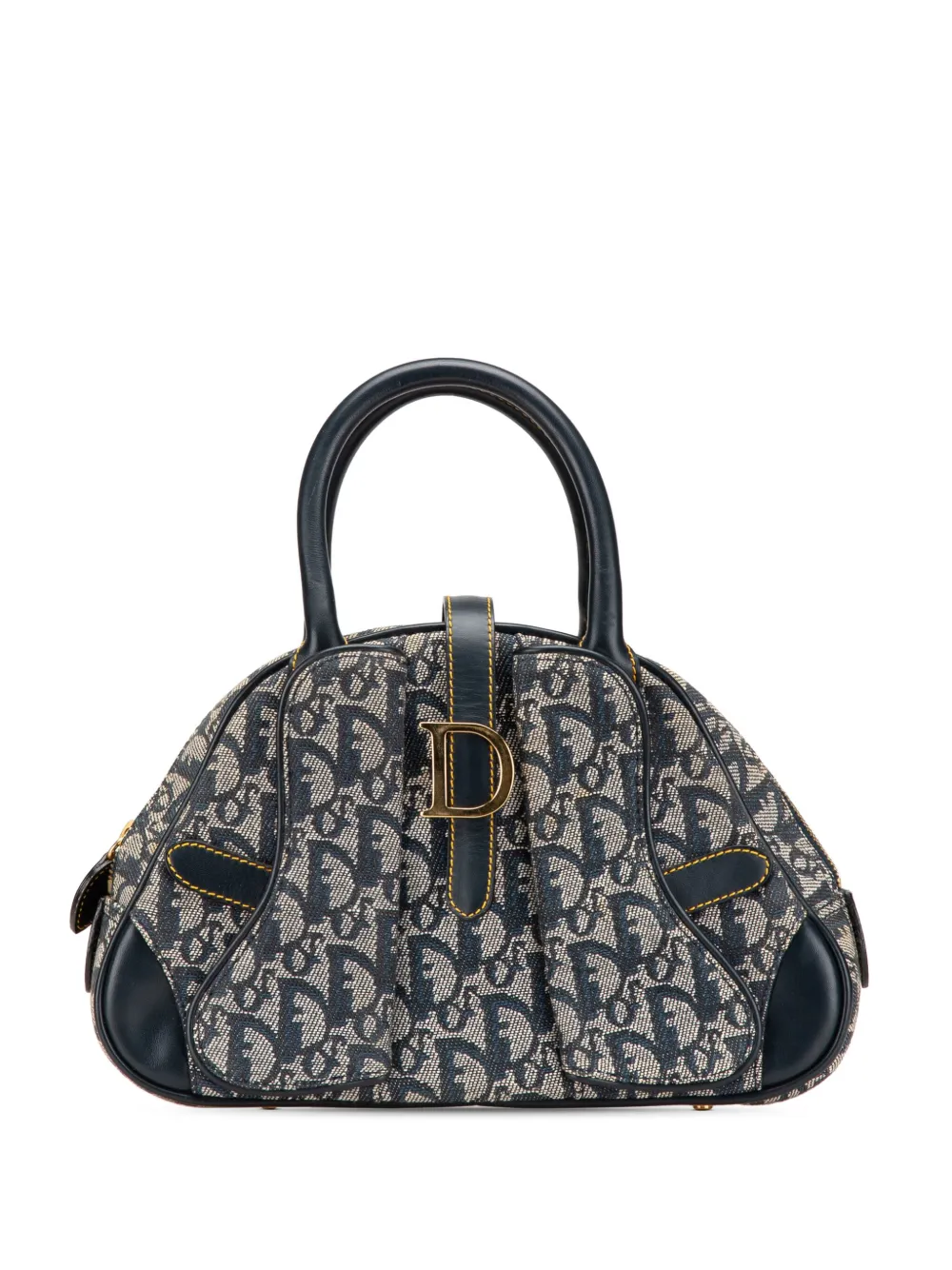 Christian Dior Pre-Owned 2002 Mini Diorissimo Canvas Double Saddle Bowler Bag handbag | Blue | Image 1