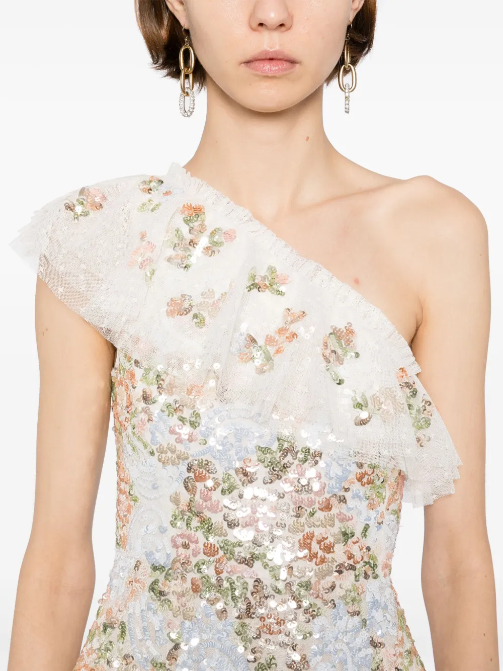 Needle & Thread sequin embellishment dress Beige