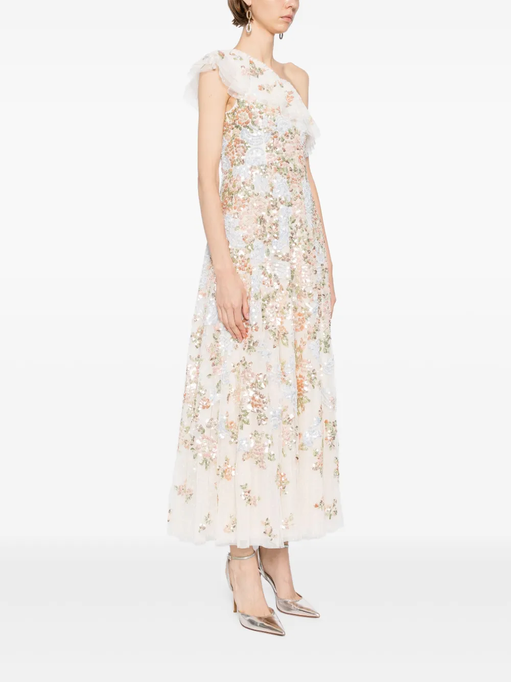 Needle & Thread sequin embellishment dress Beige