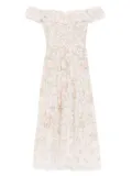 Needle & Thread floral-embroidered dress - Neutrals