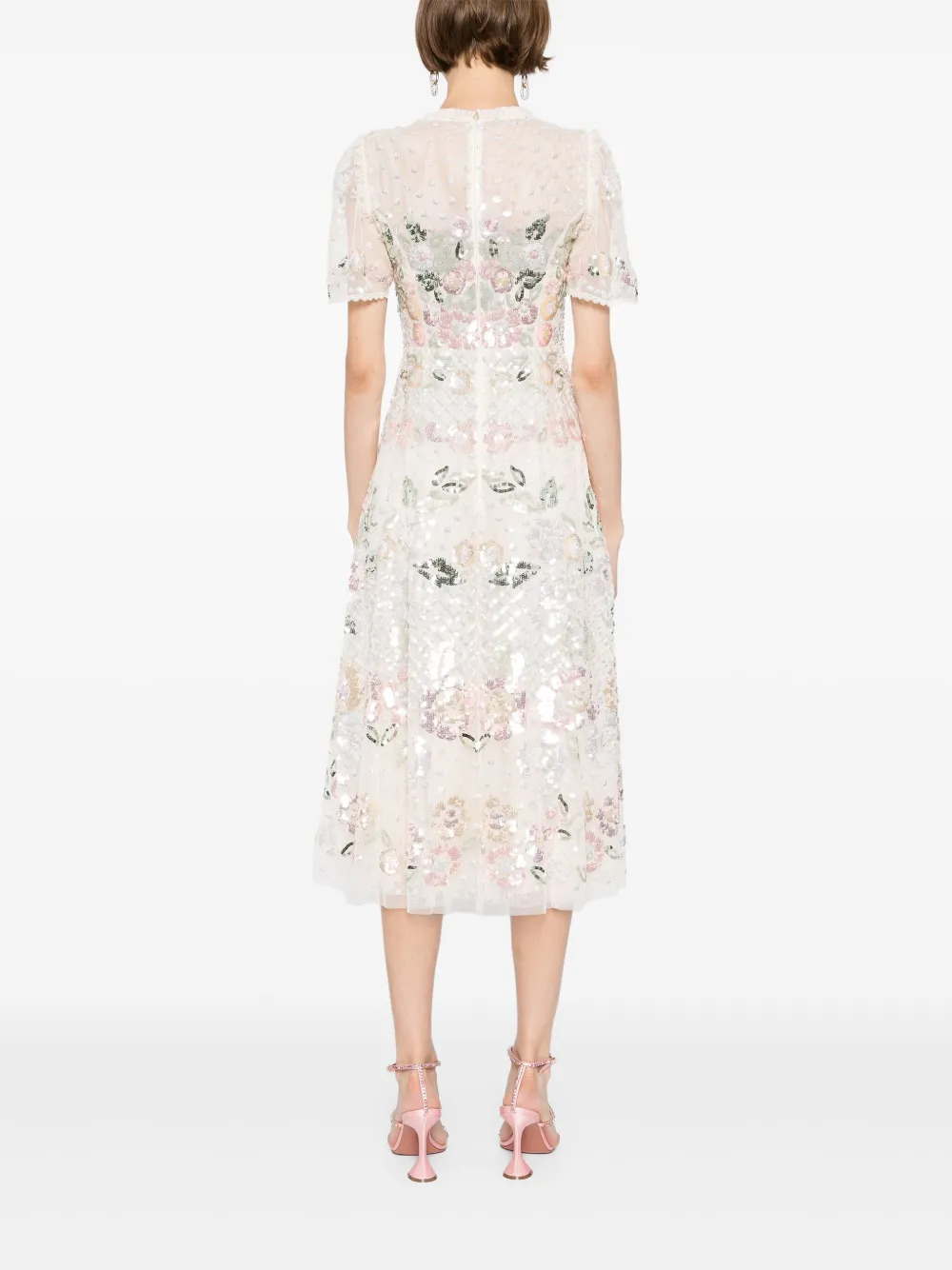 Needle & Thread Jurk verfraaid met pailletten Beige