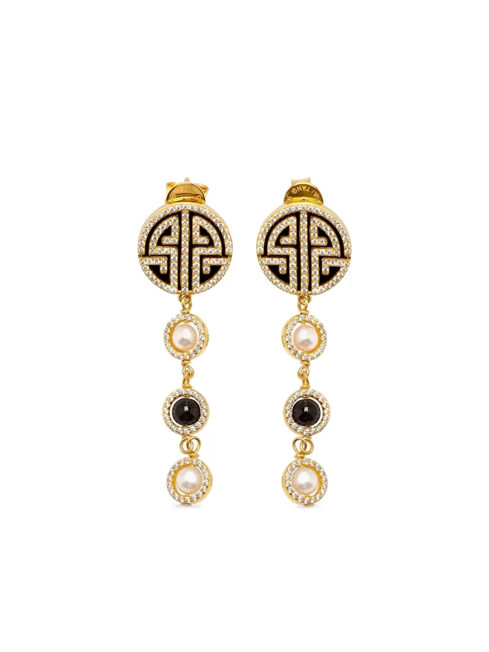 Shanghai Tang aretes con logo y detalles | dorado | Image 1