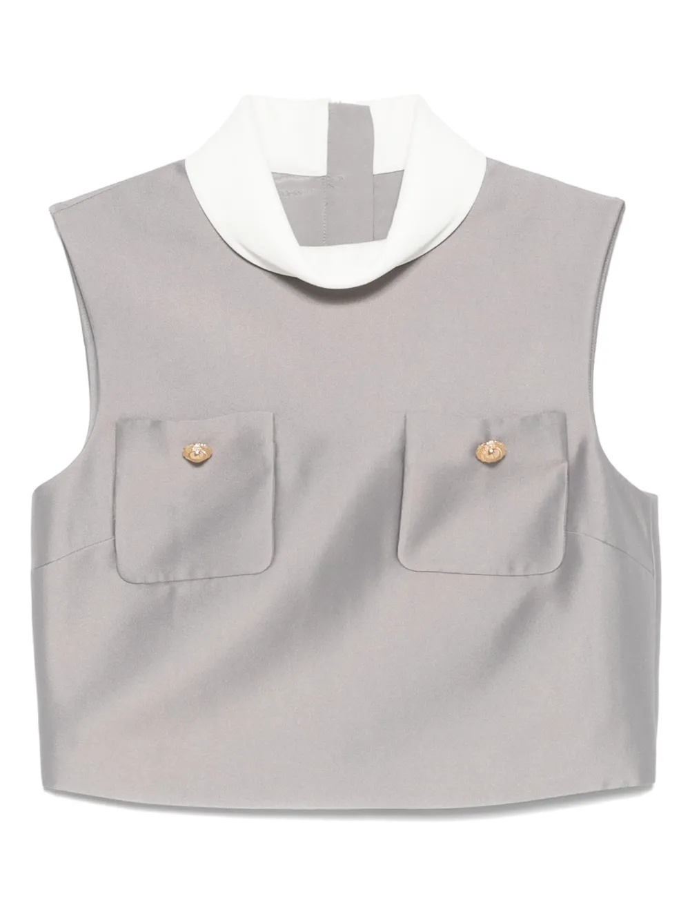 Self-Portrait satin-finish top | Grey | Image 1
