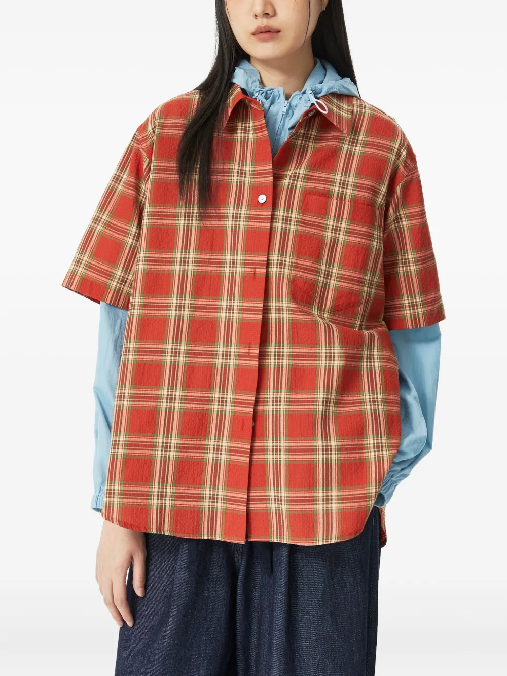 Studio Tomboy Kariertes Hemd Mit Tasche In Red