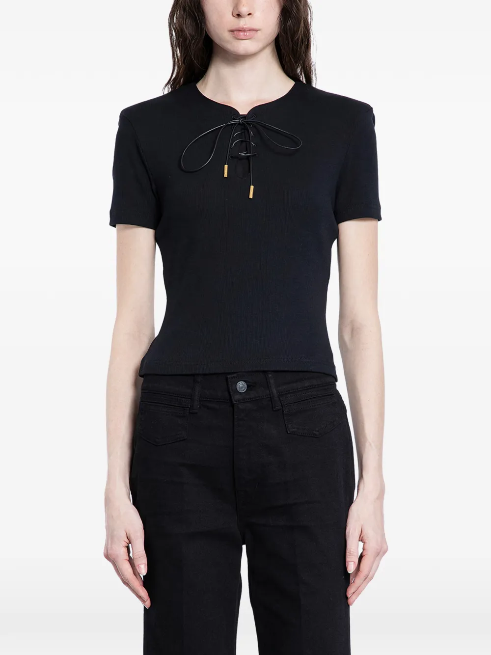 Givenchy ribbed lace-up blouse - Nero