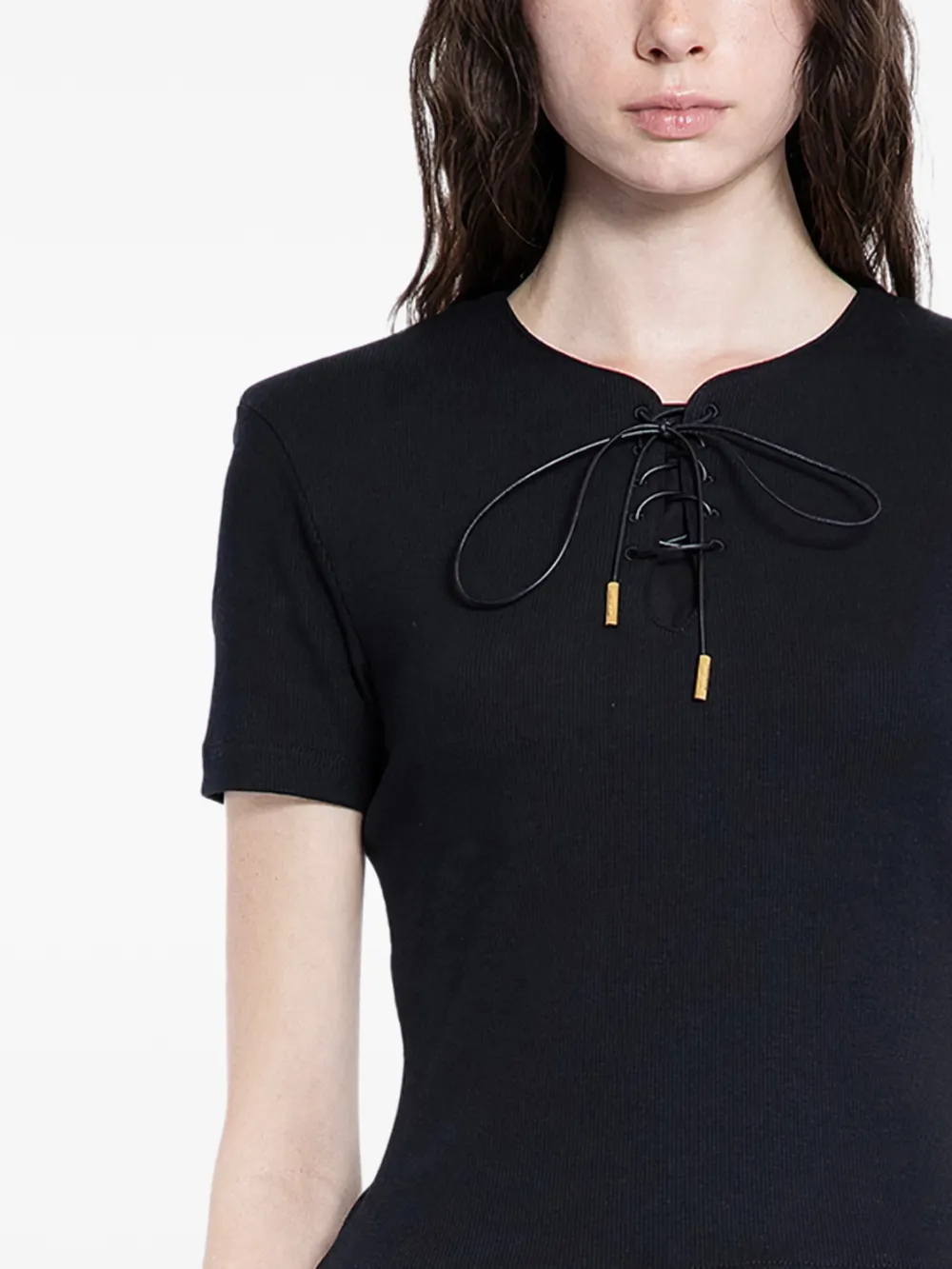 Givenchy ribbed lace-up blouse - Zwart