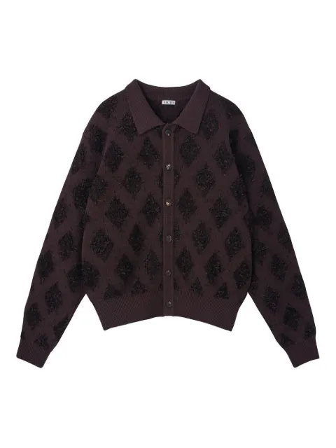 Recto argyle-pattern polo cardigan