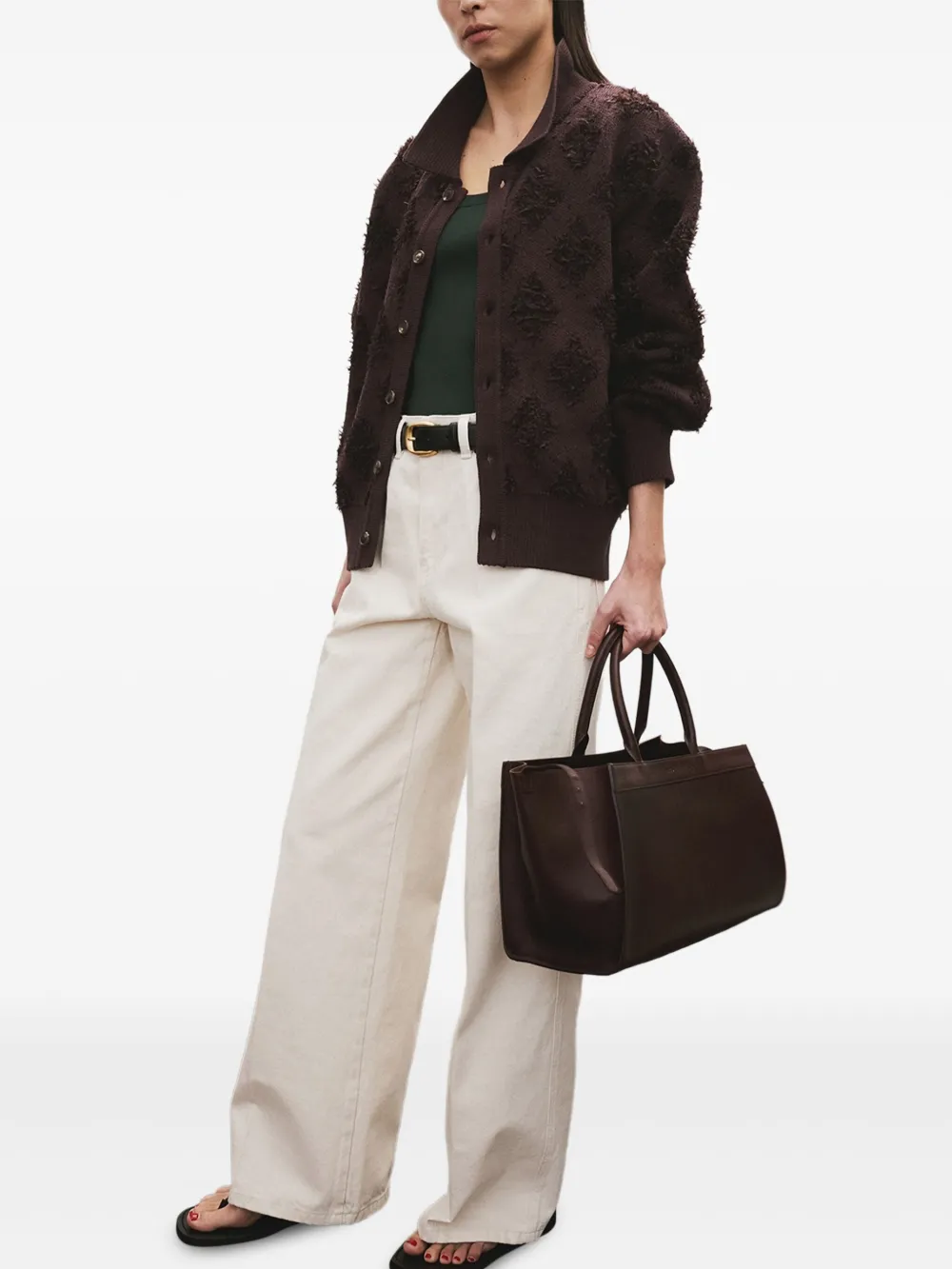  Recto Argyle-pattern Polo Cardigan - Brown 