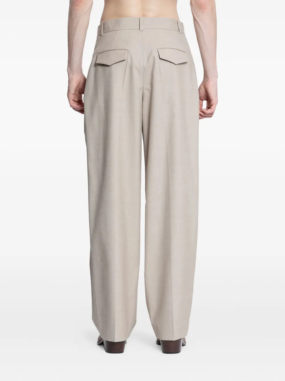 Recto Pleated Wide-leg Trousers In Neutral