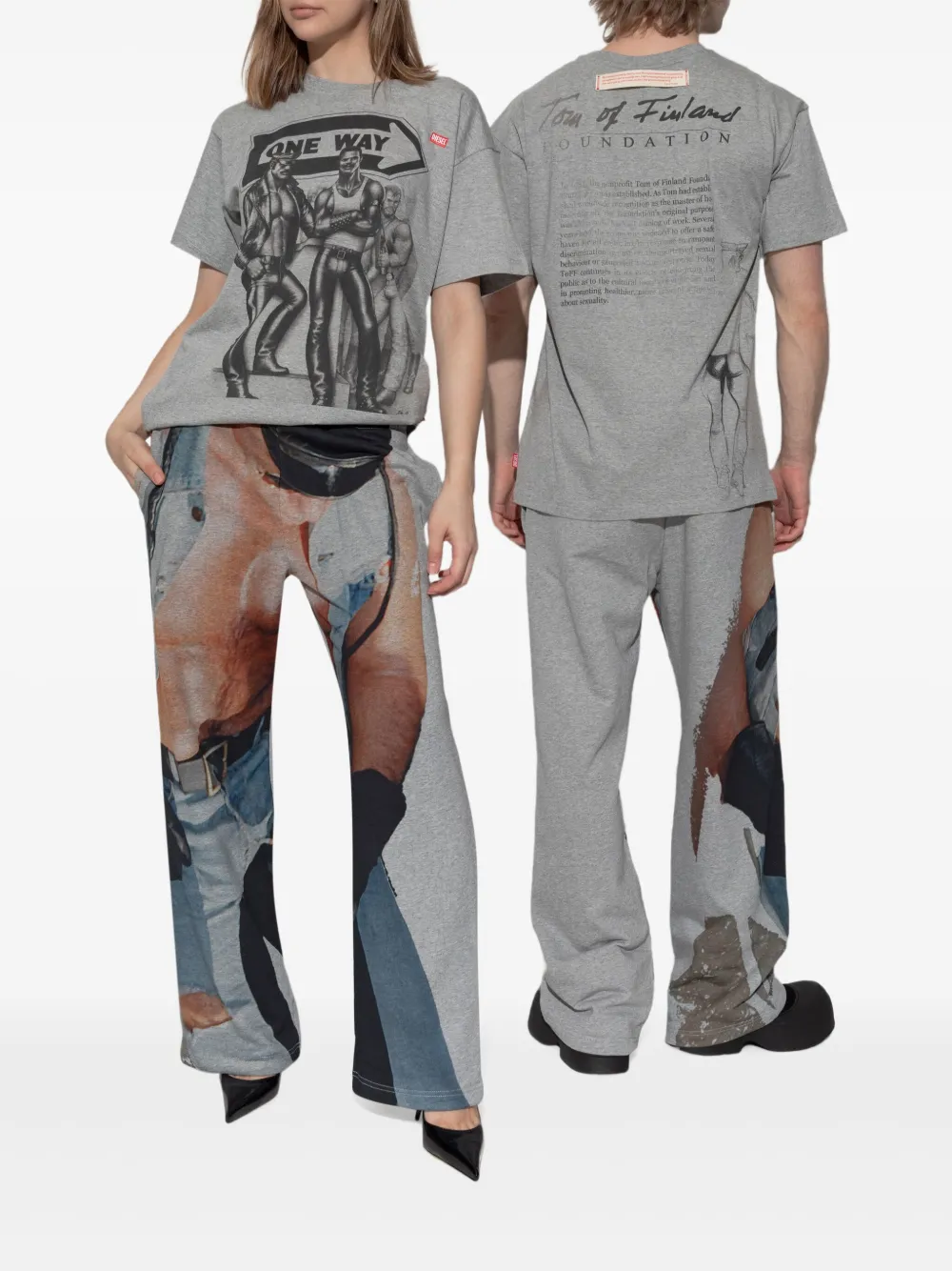 Diesel Tom of Finland graphic print T-shirt Grijs