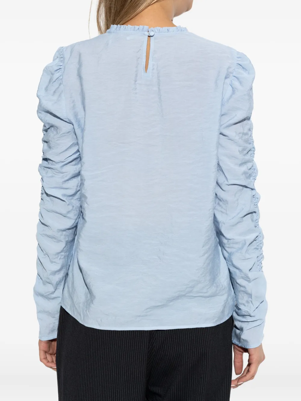 MUNTHE Blouse met ruchemouwen Blauw