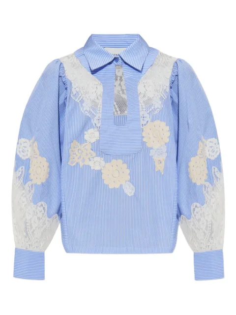MUNTHE striped lace-embellished blouse
