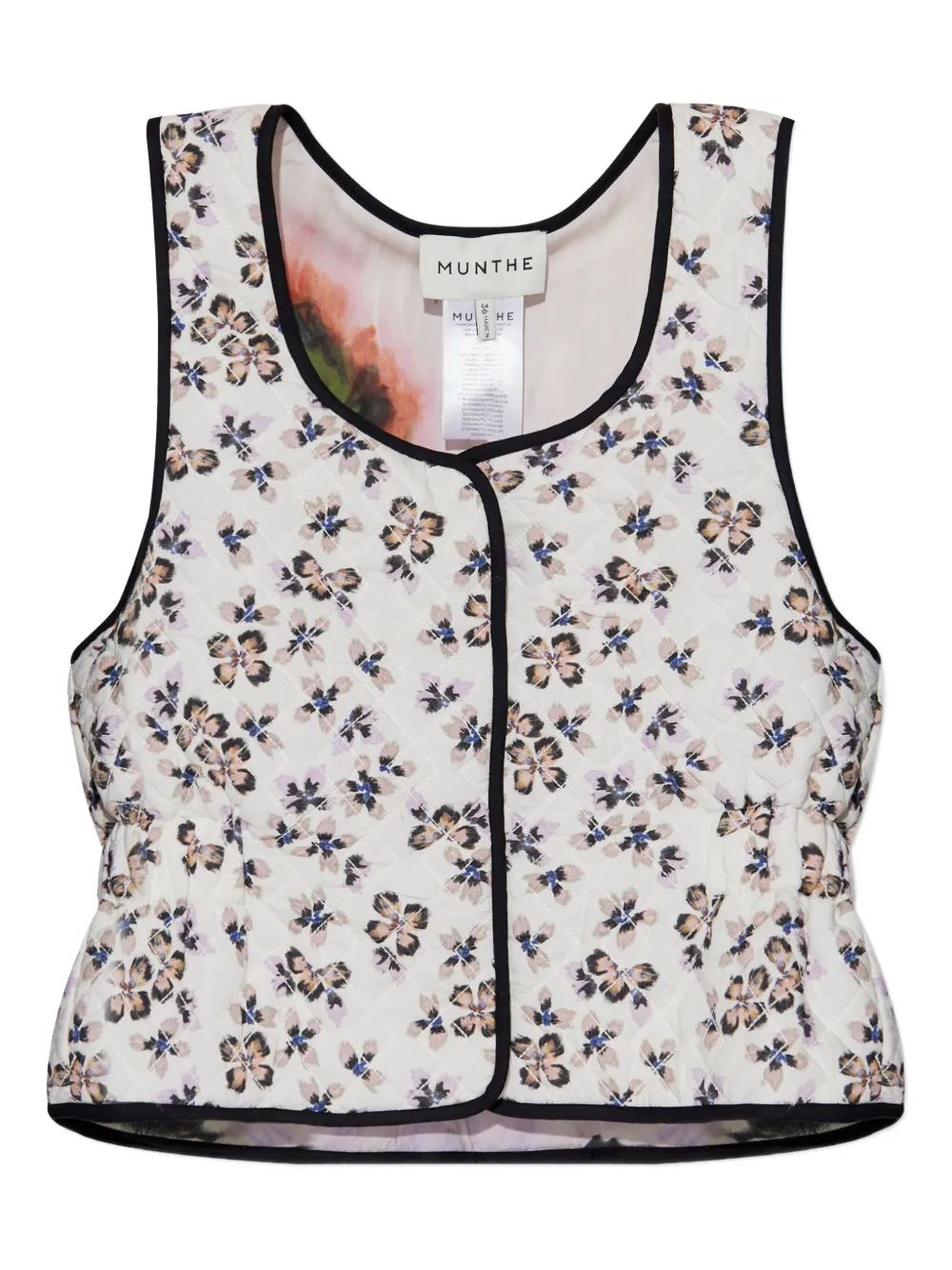 floral-print cropped gilet