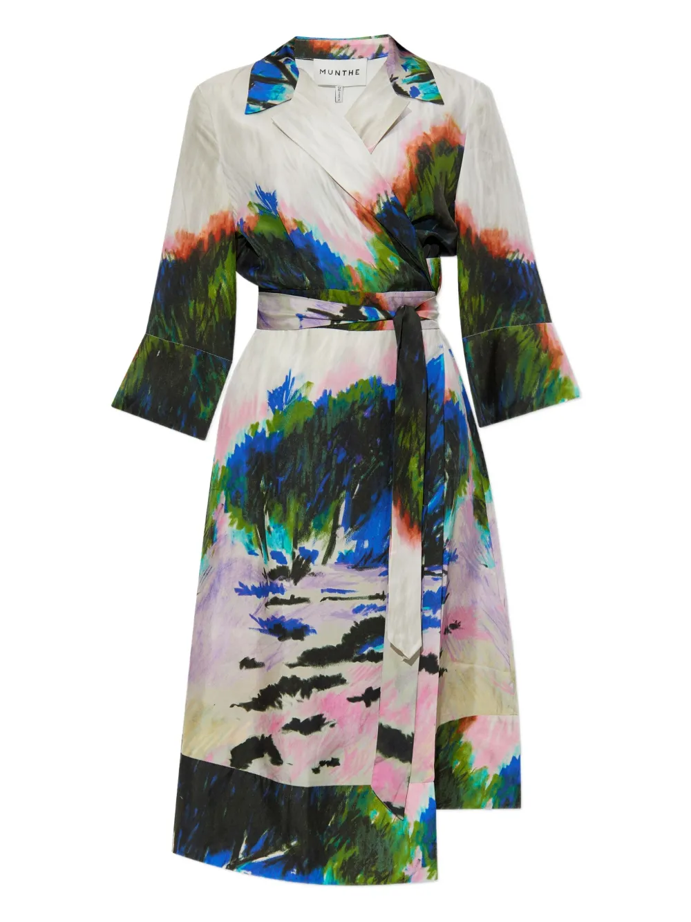 MUNTHE graphic-print wrap dress - グレー MUNTHE graphic-print wrap dress - グレー