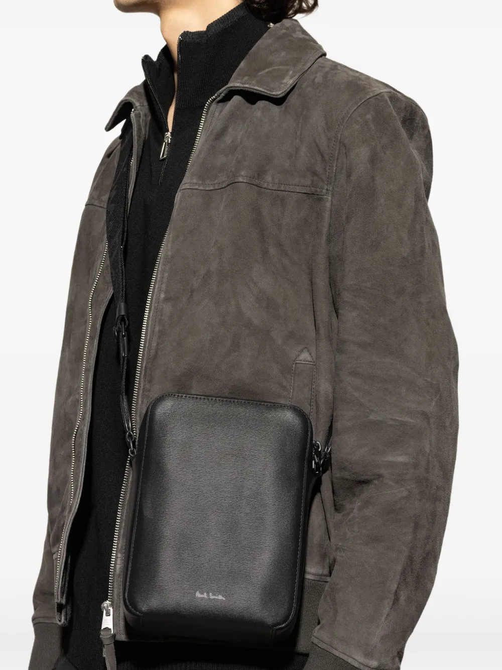 Paul Smith logo-stamp messenger bag - Zwart
