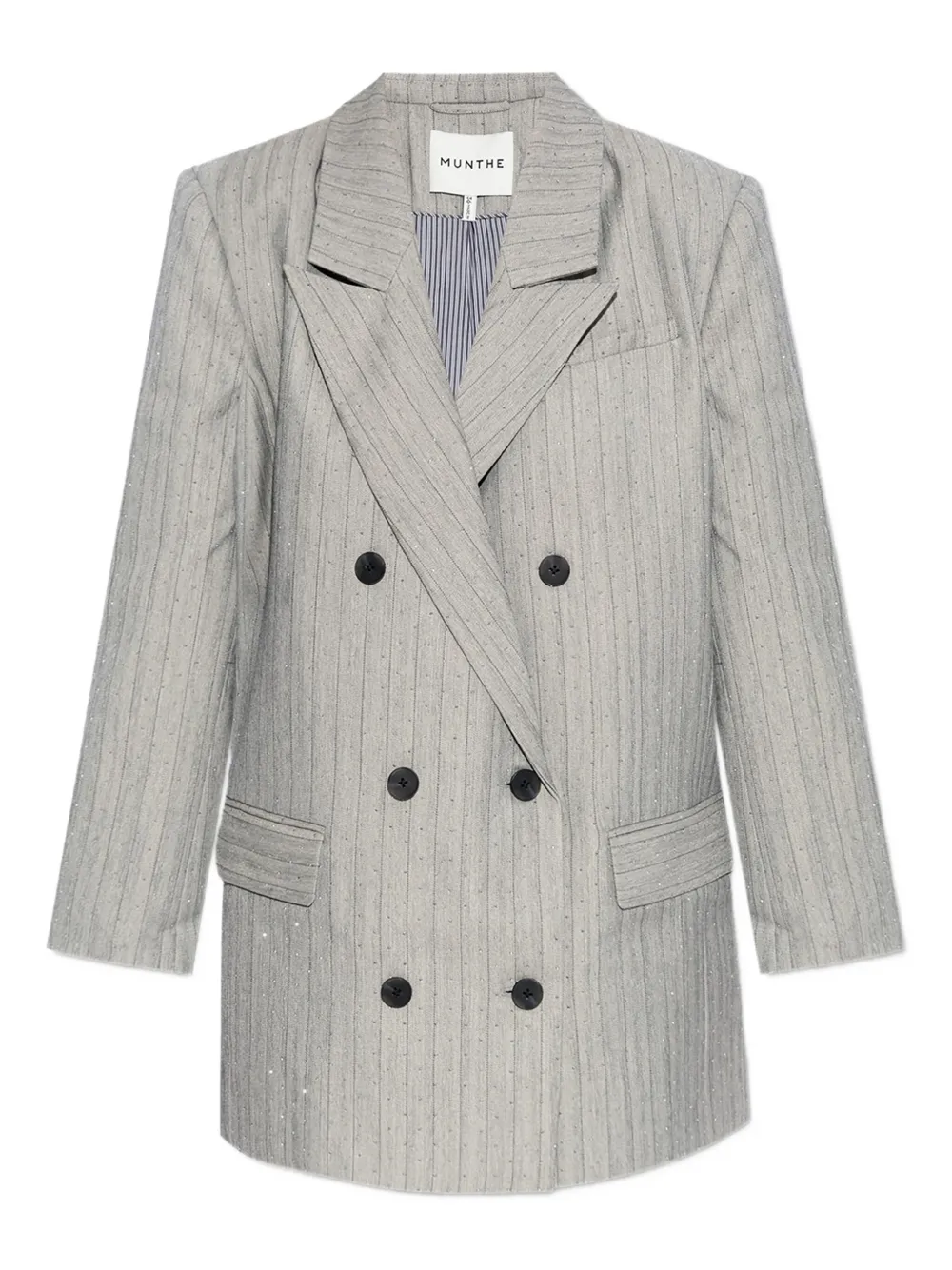 double-breasted pinstripe blazer