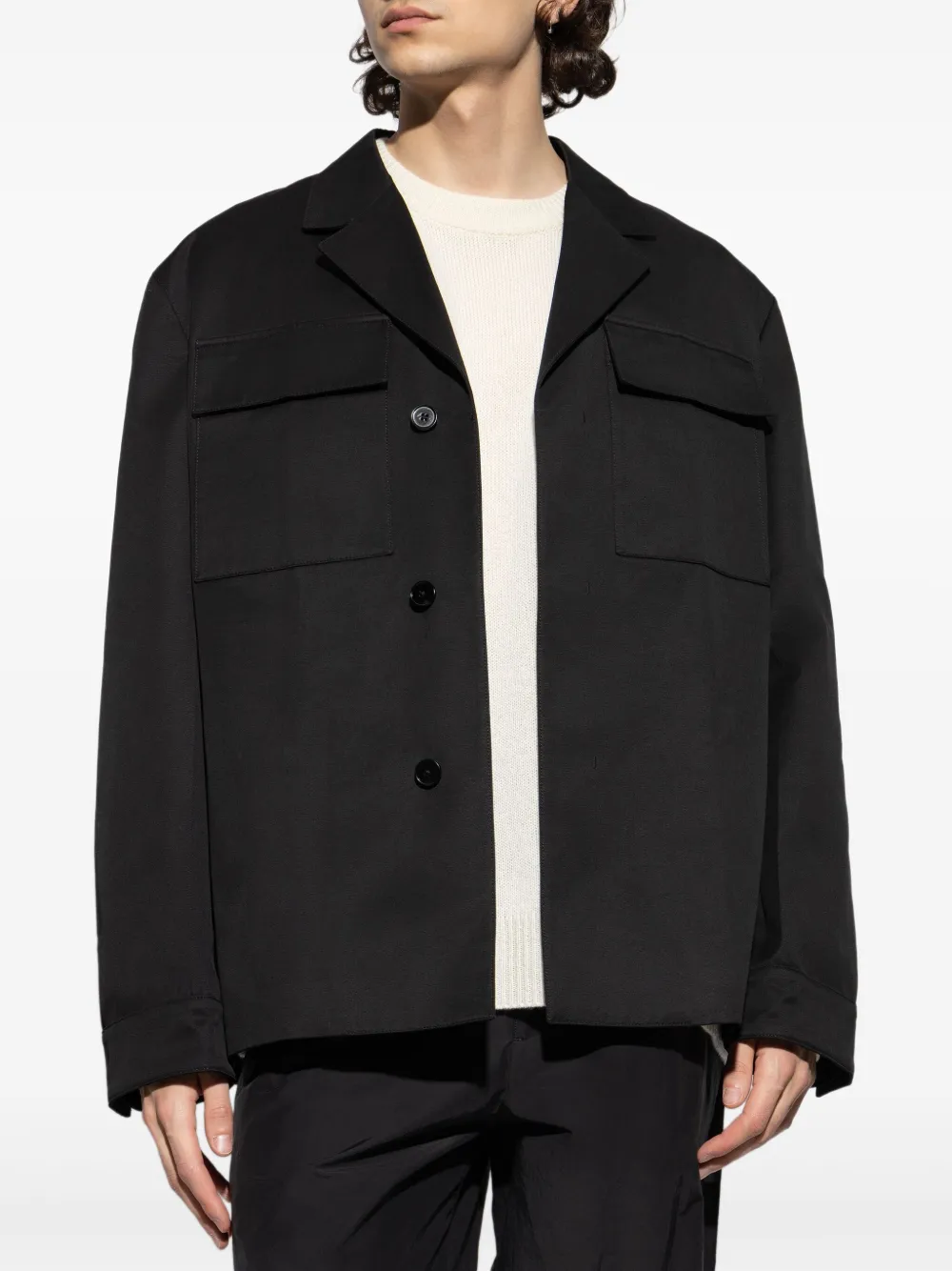Jil Sander Button-up jack Zwart
