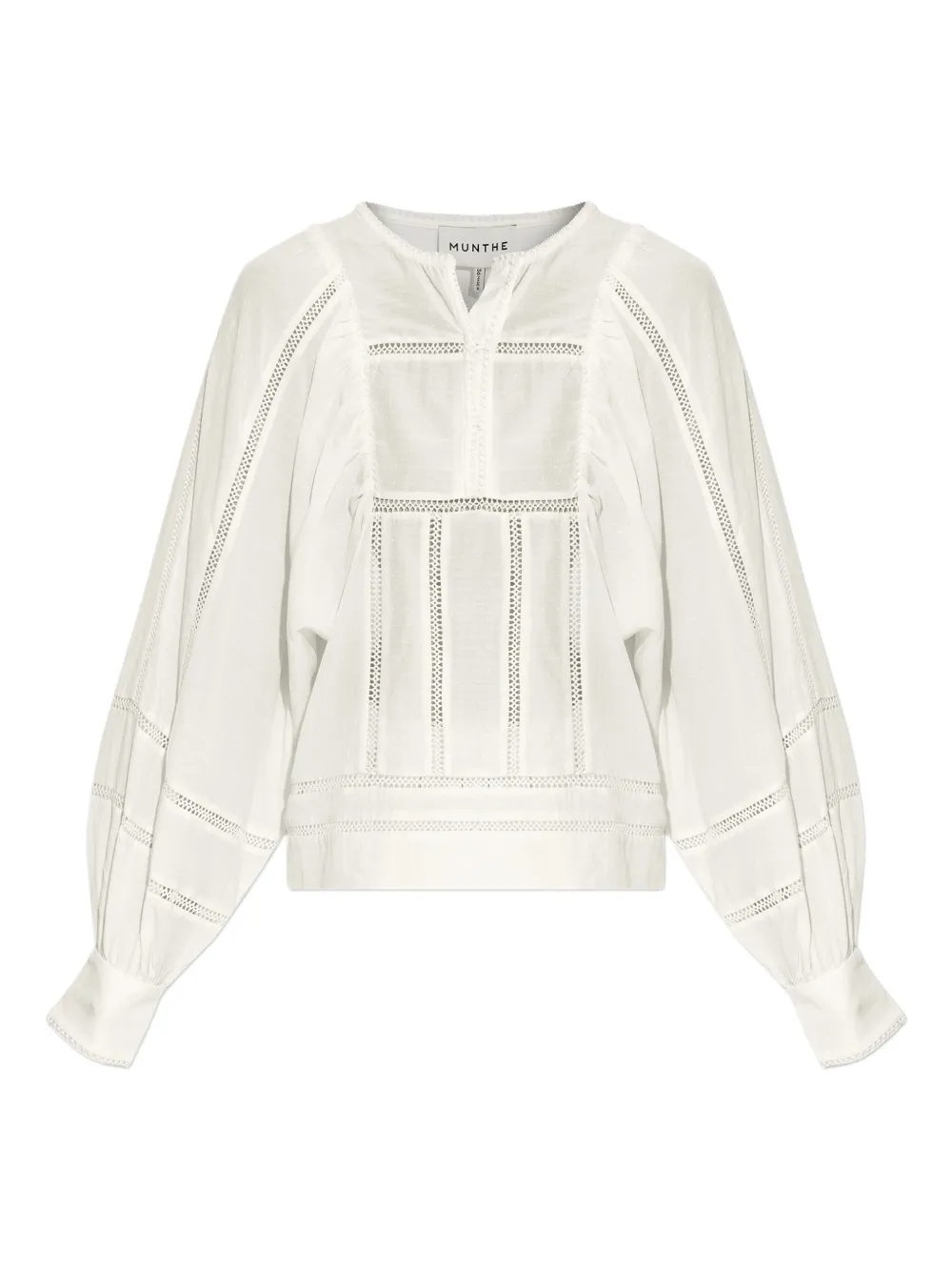 puff-sleeve embroidered blouse