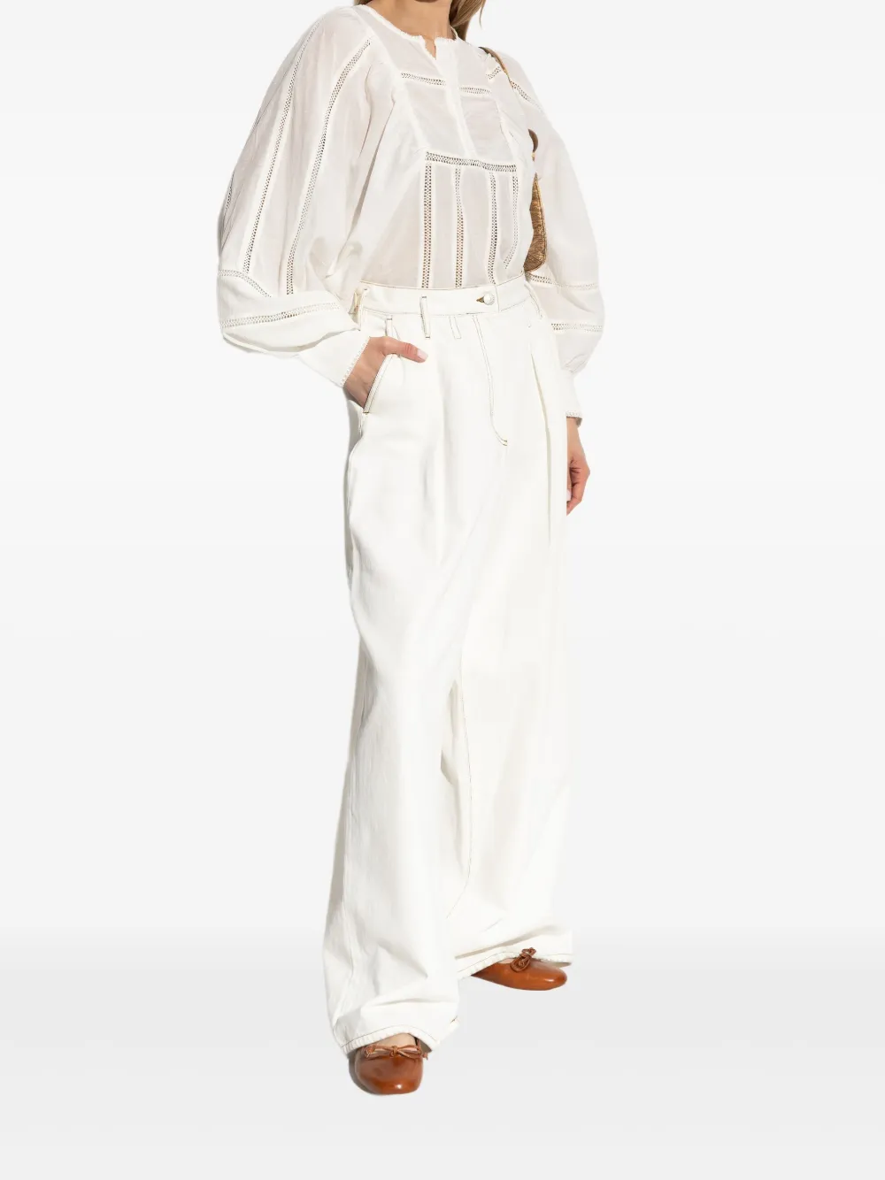 MUNTHE Blouse met pofmouwen - Wit