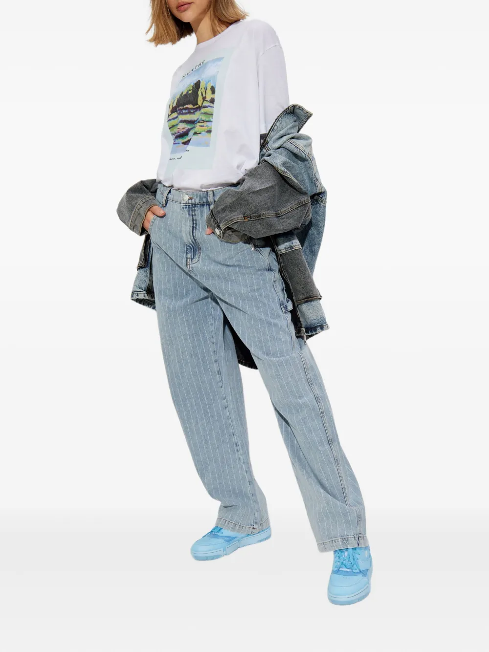 MUNTHE Gestreepte jeans - Blauw