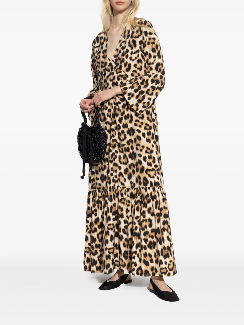 MUNTHE Jurk met luipaardprint Bruin