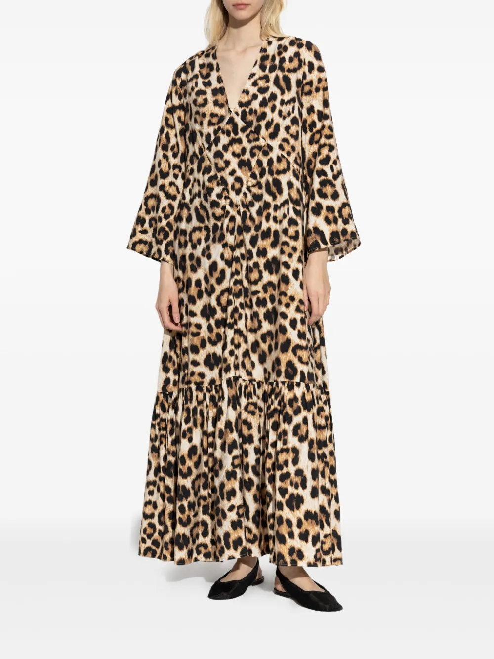 MUNTHE Jurk met luipaardprint - Bruin