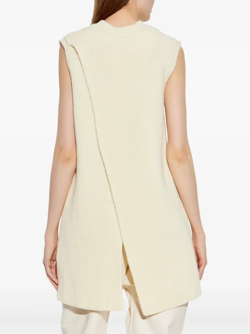 Jil Sander Geribbelde mouwloze trui Beige