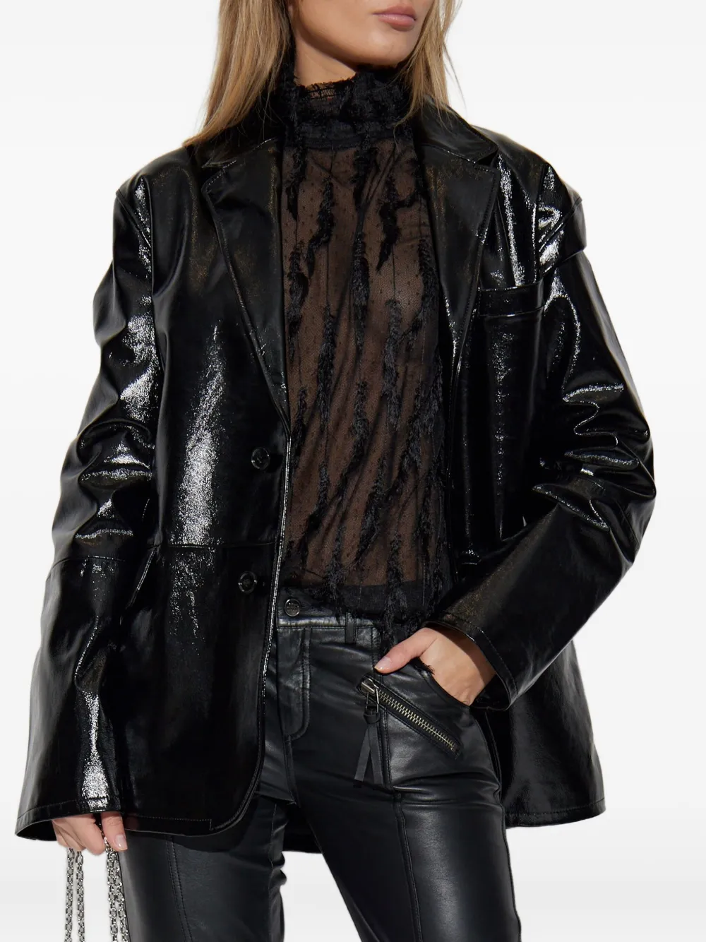 MUNTHE fringed lace blouse | Black | Image 1