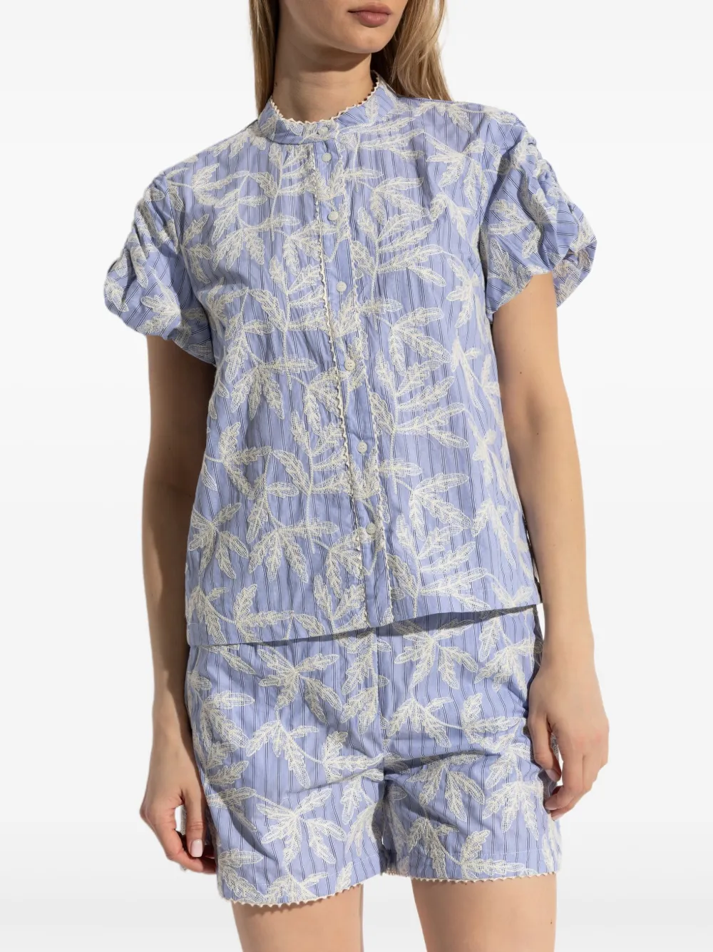 MUNTHE blouse met bloemenprint Blauw
