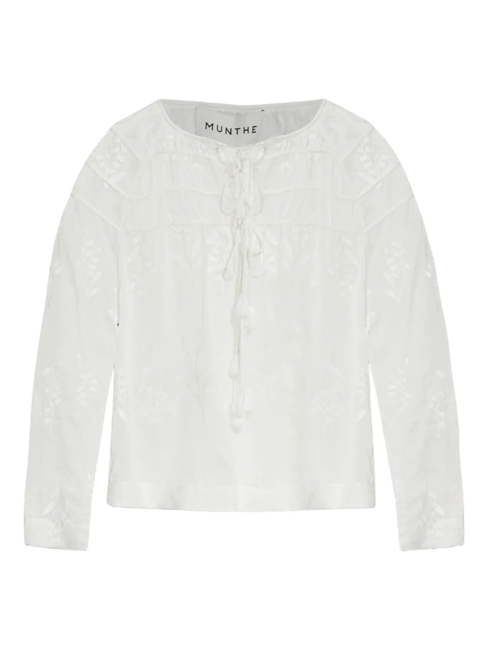 embroidered lace-up blouse